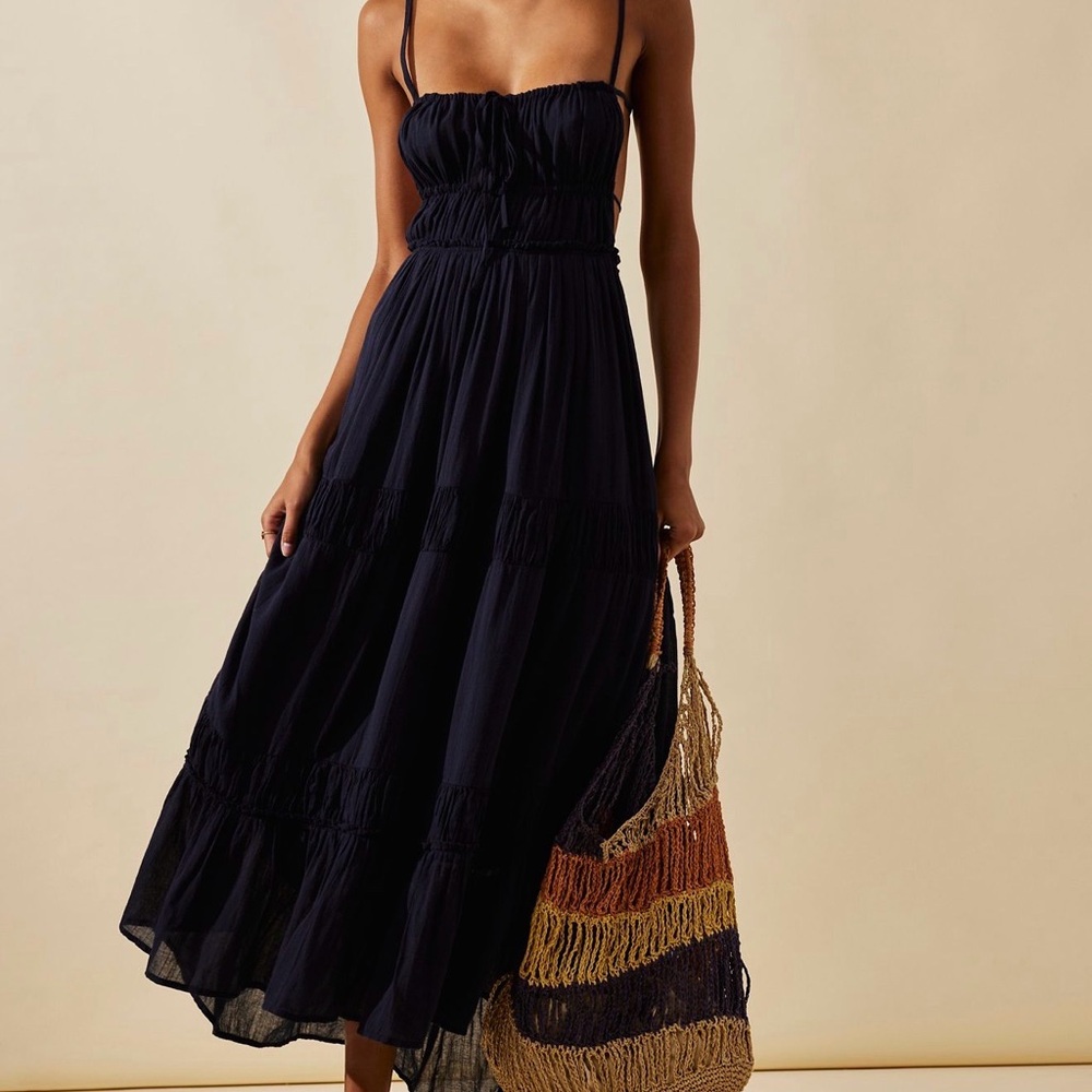 Free People navy taking sides maxi dress